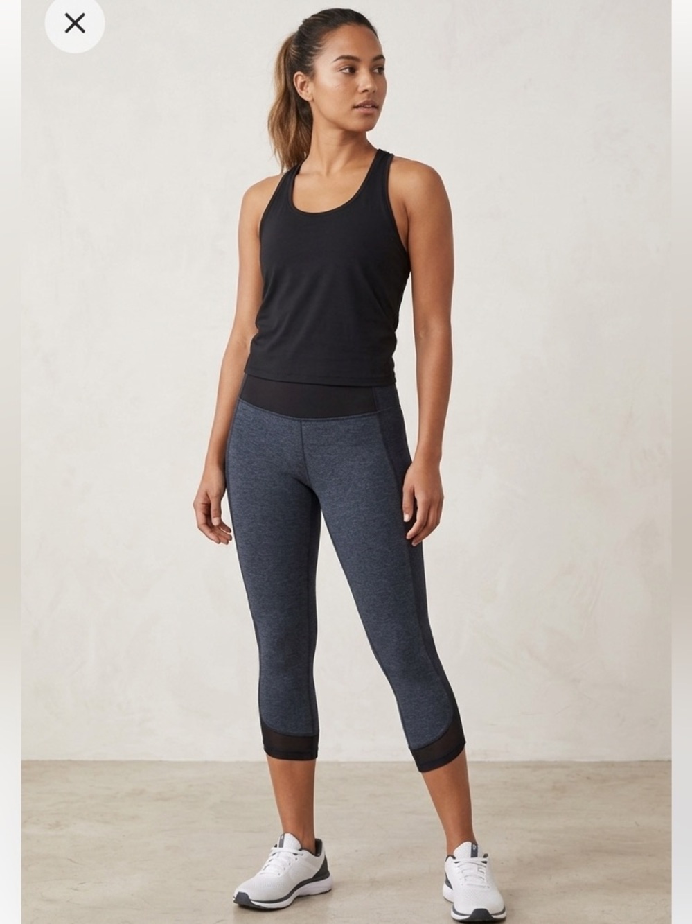 LULULEMON dark wash navy/grey/black hi rise ribbed sides capri legging
